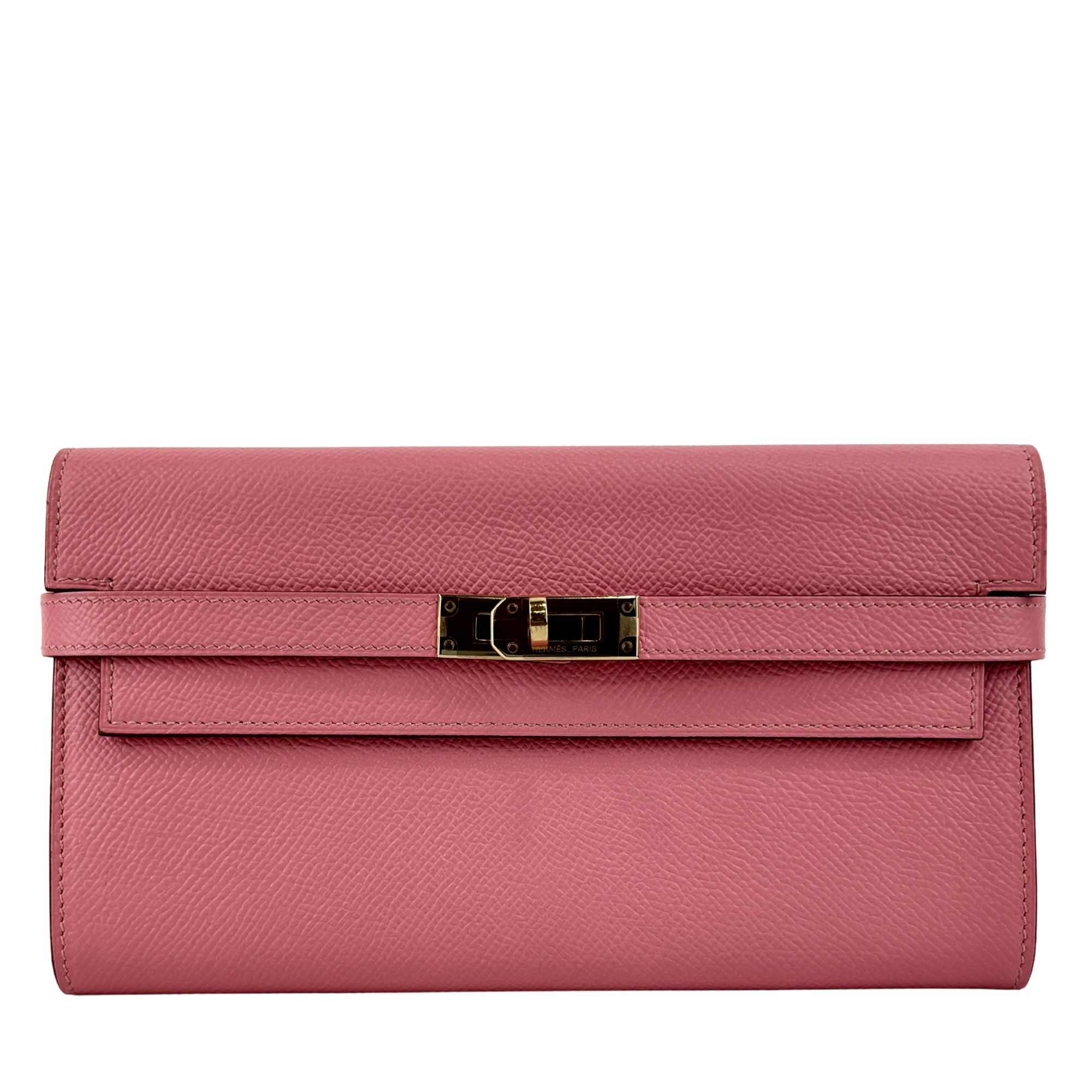Kelly Long Wallet Epsom Calf Leather Rose Confetti Pink GHW