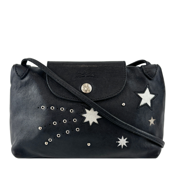 Le Pliage Etoile Star Crossbody Bag Black and Silver