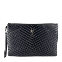 Calfskin Matelasse Chevron Monogram Large Document Holder