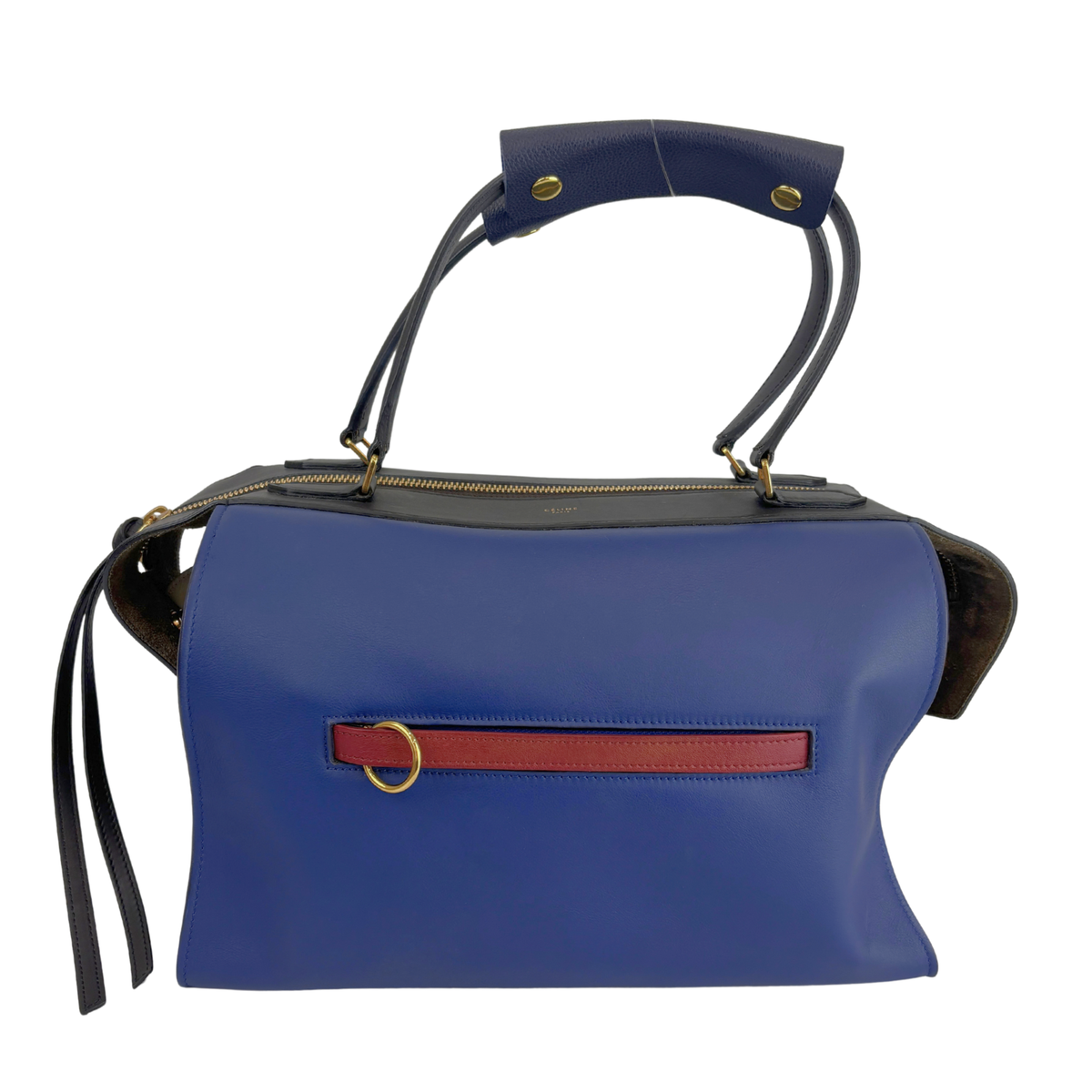 Small Smooth Blue Calfskin Tricolor Ring Bag