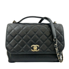 Large Business Affinity Black Caviar Flap Bag with Top Handle