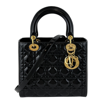 Dior Medium Lady Dior Patent Black GHW