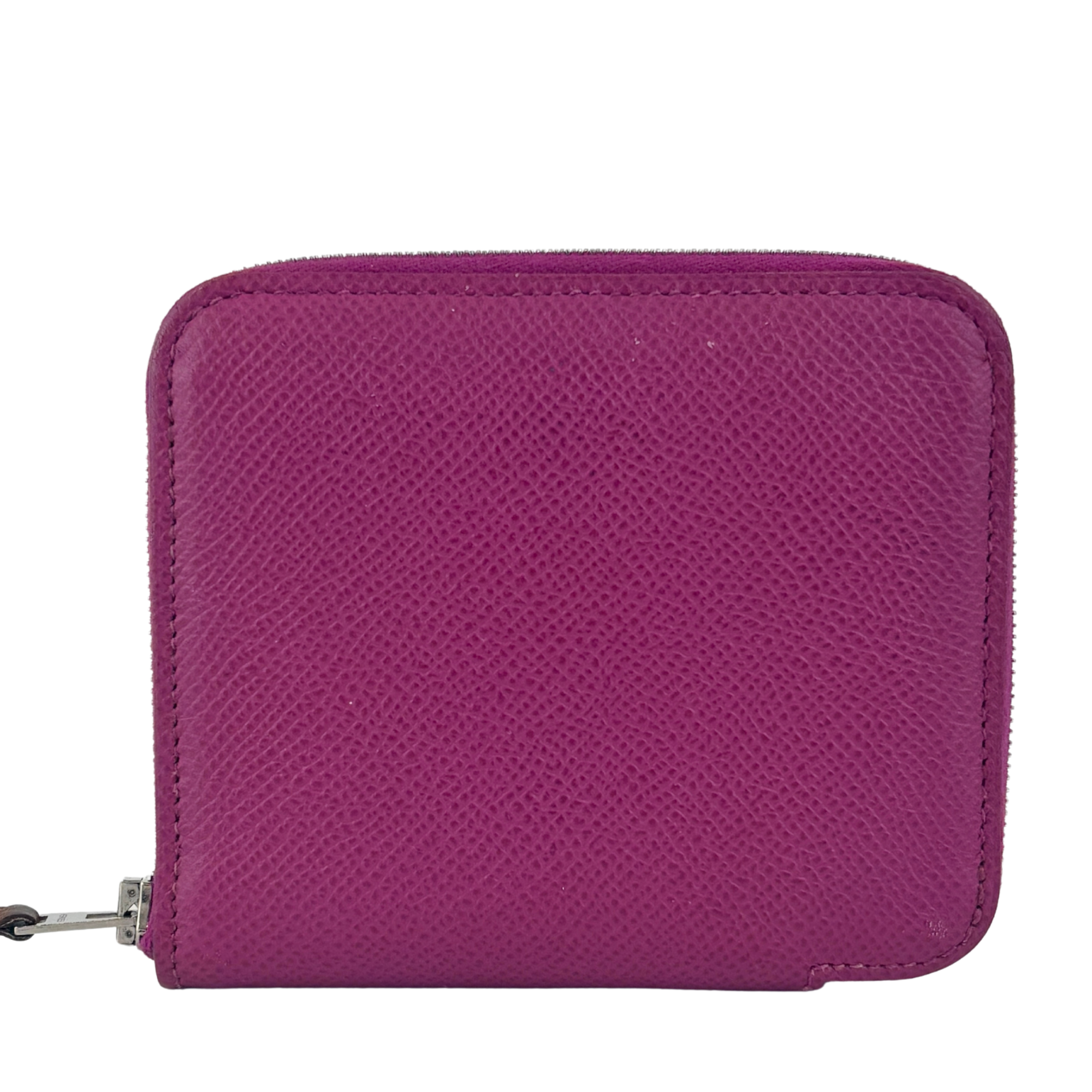 Silk'In Compact Wallet In Epsom And Barenia Calfskin Rose Pourpre-Fauve-Bleu Lin PHW