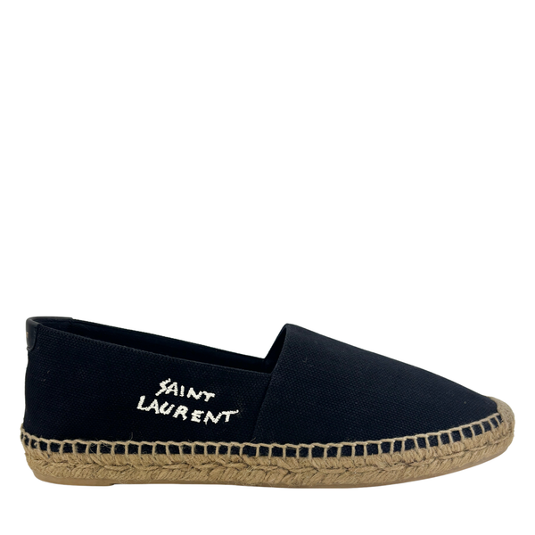 Signature Embroidered Espadrilles in Black Size 40