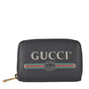 496319 Black Leather Gucci Print Card Case