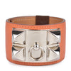 Orange Epsom Leather Palladium Plated Collier De Chien (CDC) Bracelet
