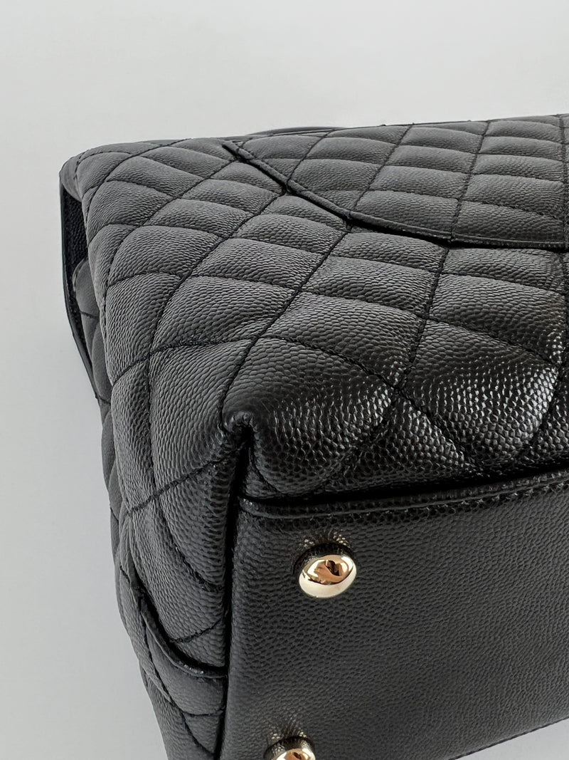 32cm Coco Handle Black Caviar Flap Bag LGHW Microchipped