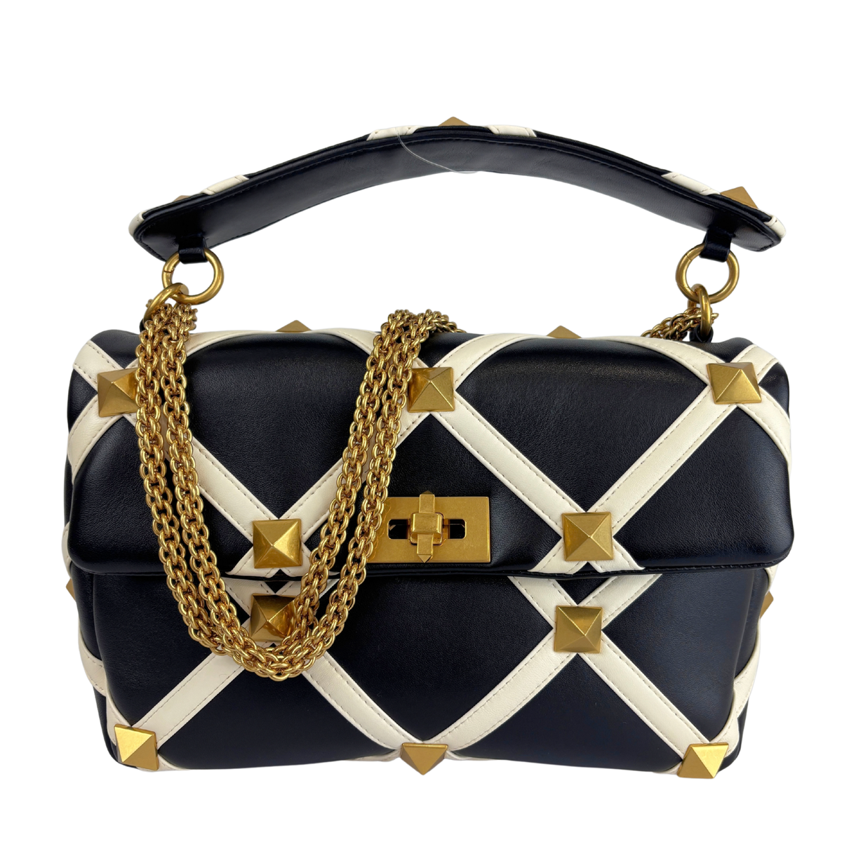 Roman Stud Chain Bag Black / White