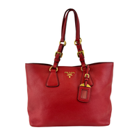 Vitello Phenix Medium Shopping Tote in Red