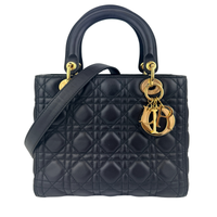 Medium Lady Dior Black Cannage Lambskin GHW