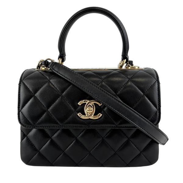 Mini Trendy CC Black Quilted Lambskin Leather *Microchipped*