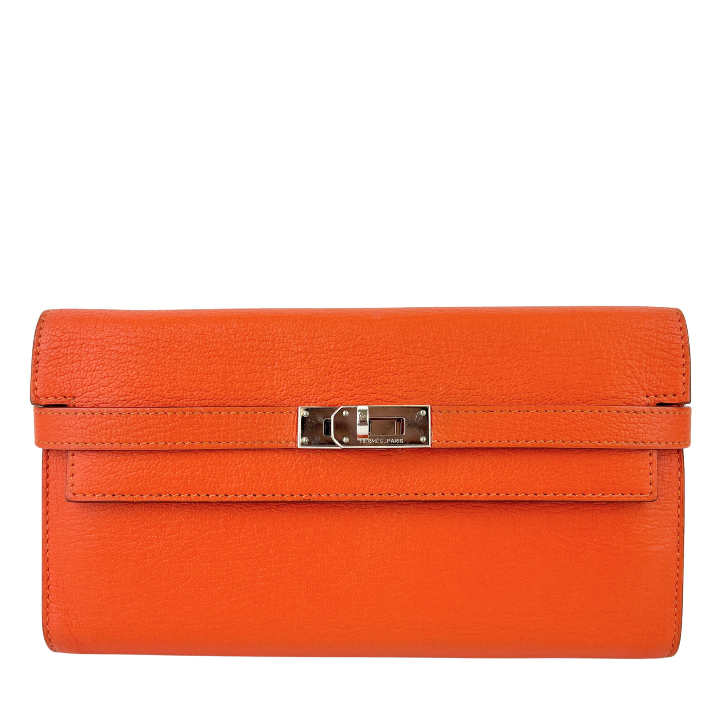 Kelly Long Wallet Feu Chevre Mysore Argente PHW - Glampot