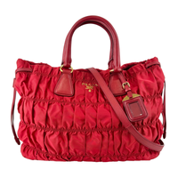 Tessuto Gaufre Nylon Tote in Red