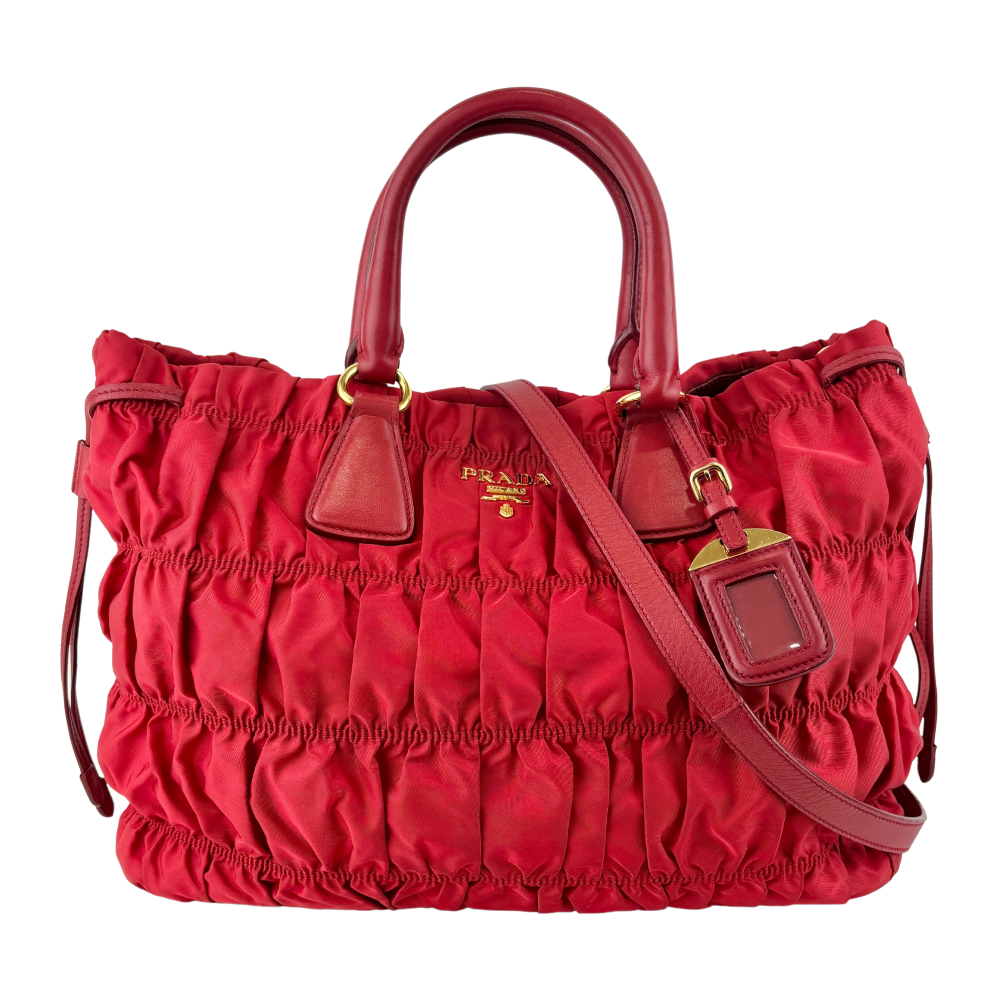 Tessuto Gaufre Nylon Tote in Red