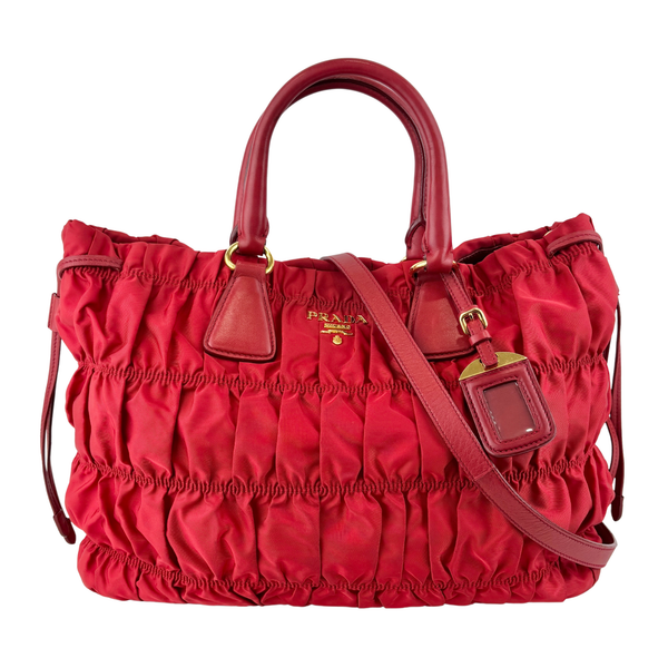 Tessuto Gaufre Nylon Tote in Red