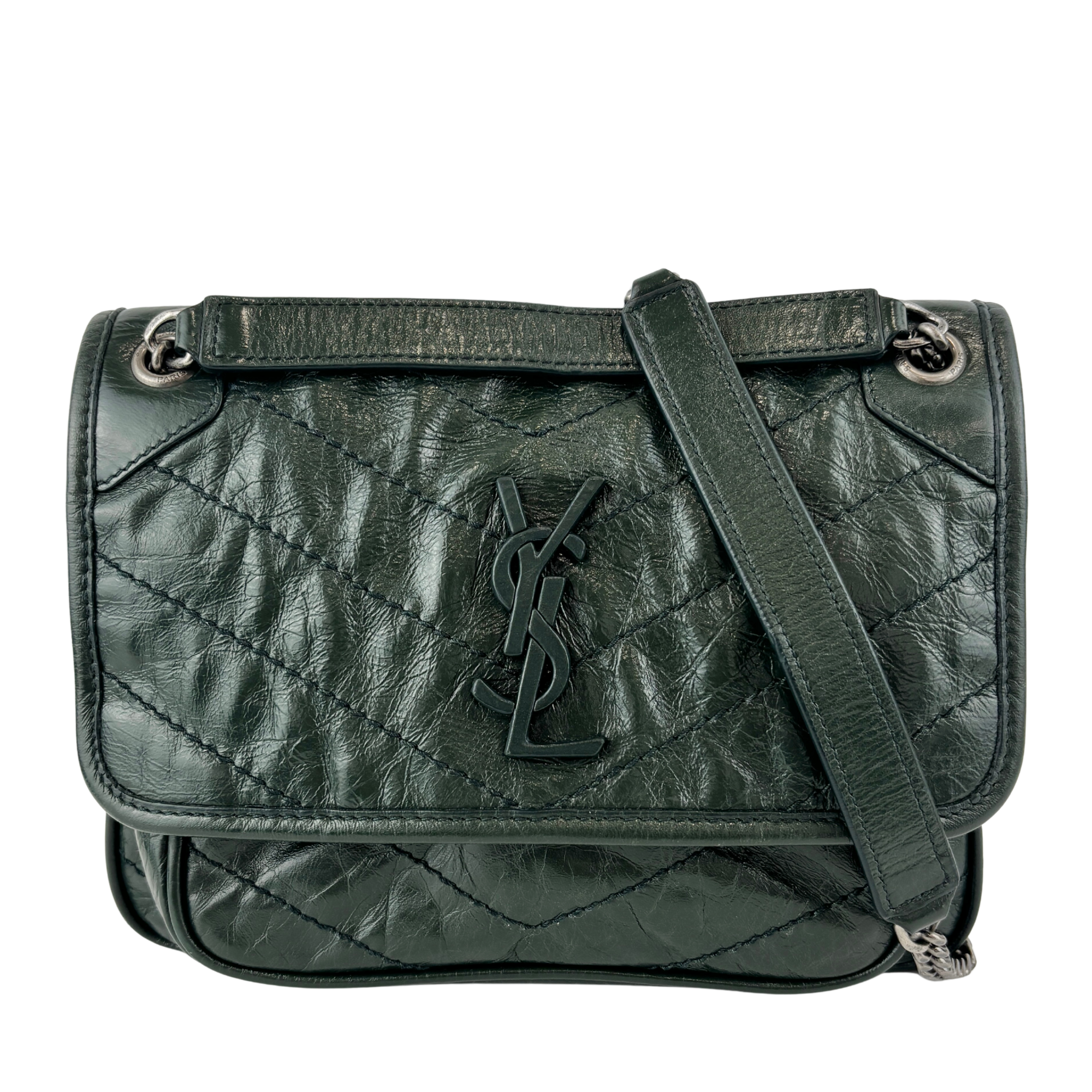 Baby Niki Dark Green Vintage Crinkled Leather