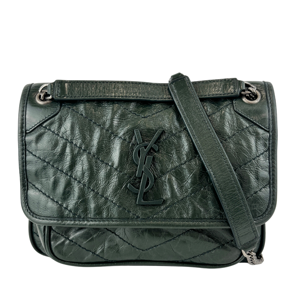 Baby Niki Dark Green Vintage Crinkled Leather