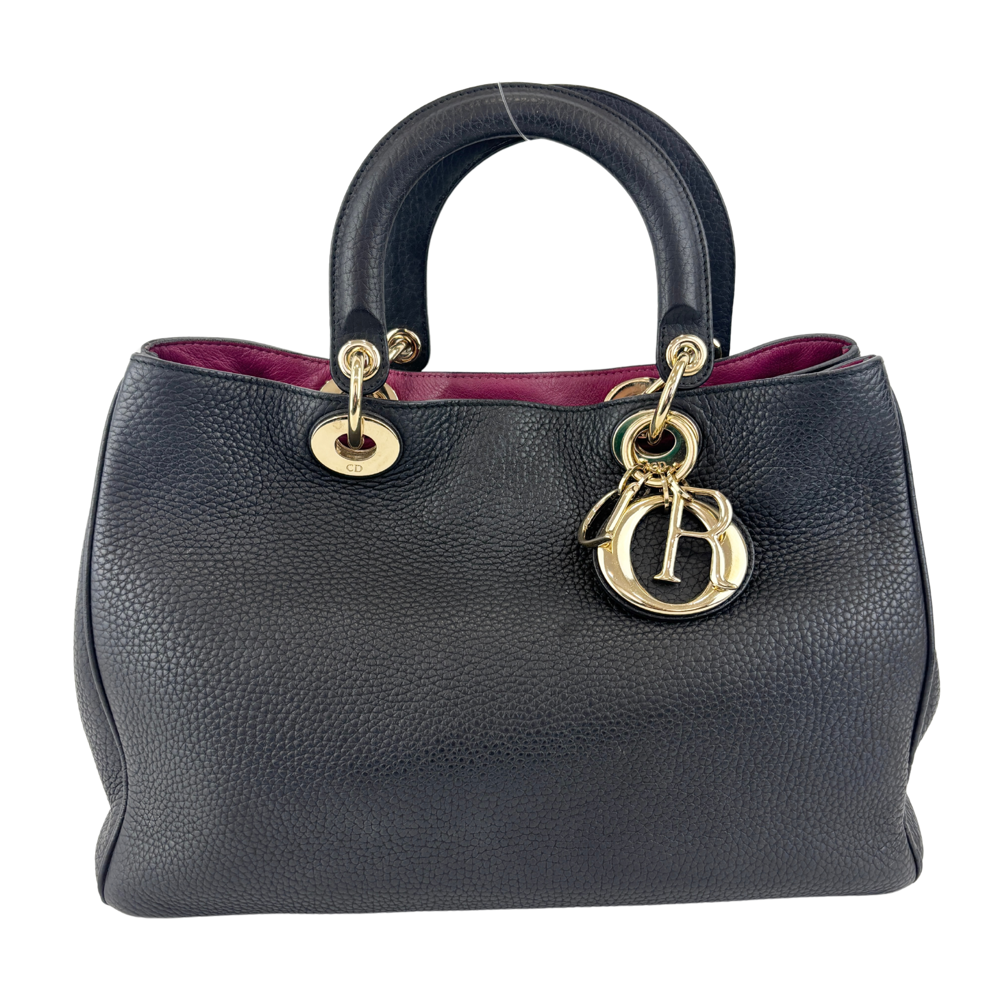 Diorissimo Medium Black Pebbled Leather Tote