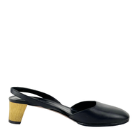 Arielle Swarovski Crystal Embellished Leather Slingback Pumps Size 35.5