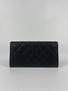 A50096 Classic Quilted Long Flap Wallet Black Caviar GHW