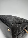 Black Cannage Quilted Lambskin Soft Shopping Tote Bag