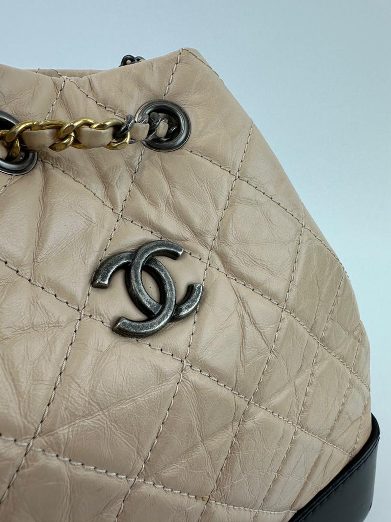 Gabrielle Backpack in Beige Black