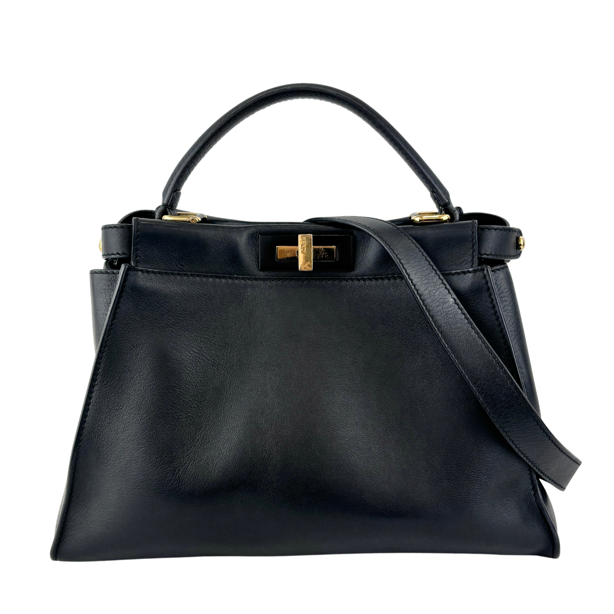 Fendi Peekaboo Soft Medium Black Leather Bag