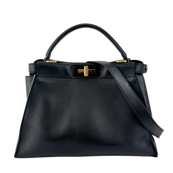 Fendi Peekaboo Soft Medium Black Leather Bag