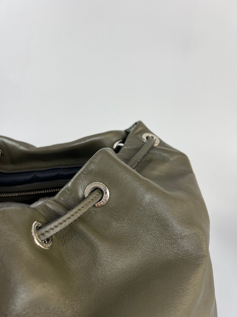 B2811L Militaire Green Soft Calf Rucksack Backpack