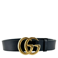 400593 GG Marmont Wide Belt Black Leather GHW Size 80