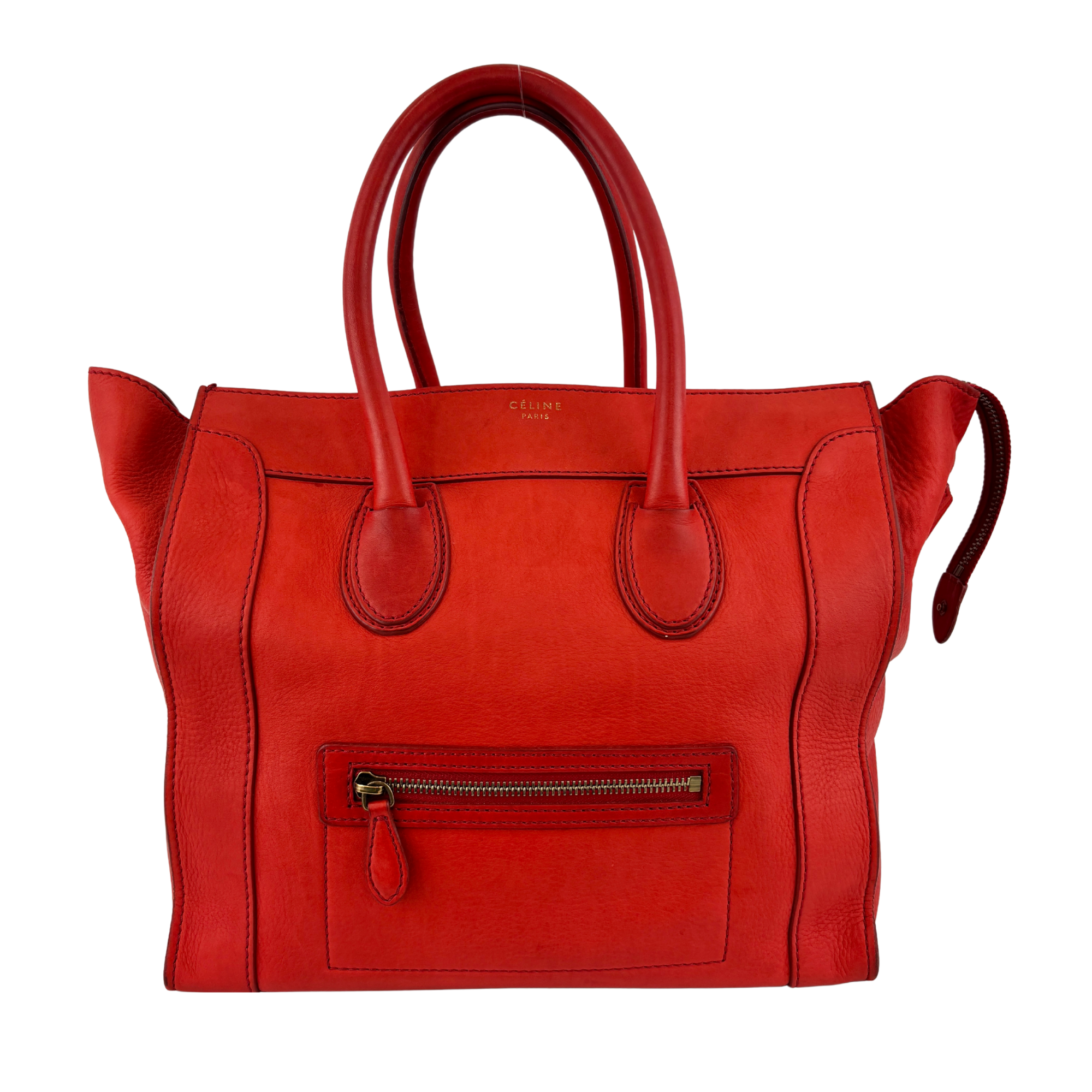 Mini Luggage Tote in Red Calfskin