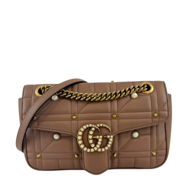 Small Marmont Shoulder Bag Faux Pearl Beige