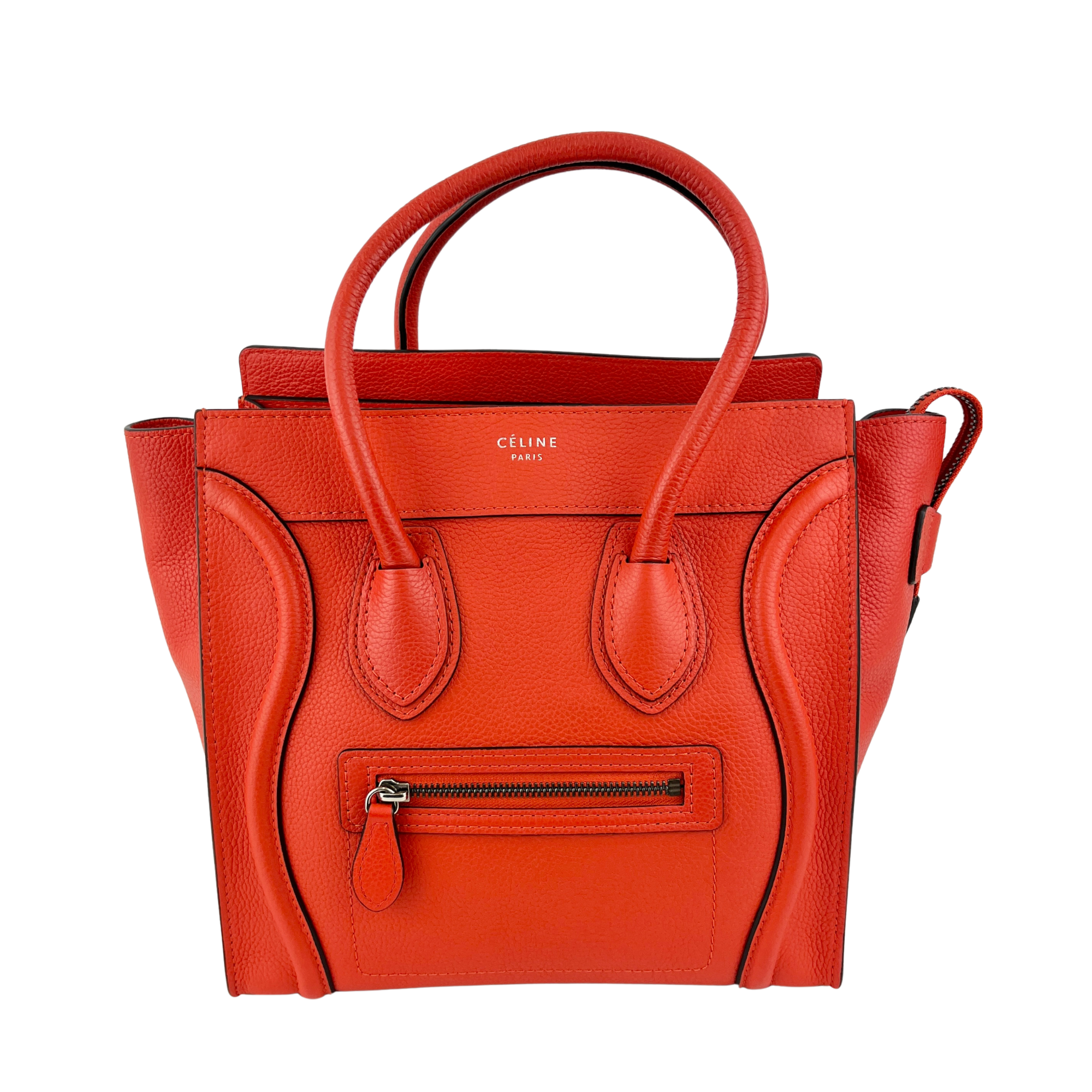 Celine Micro Luggage Tote in Vermillion (Red-Orange)