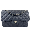 Classic Lambskin Navy Blue Jumbo Double Flap SHW