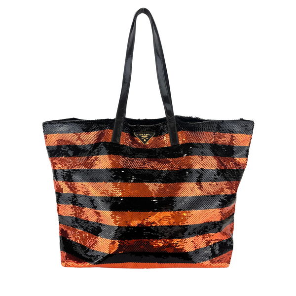 BR4727 Paillettes Satin Sequin Stripes Tote in Arancio