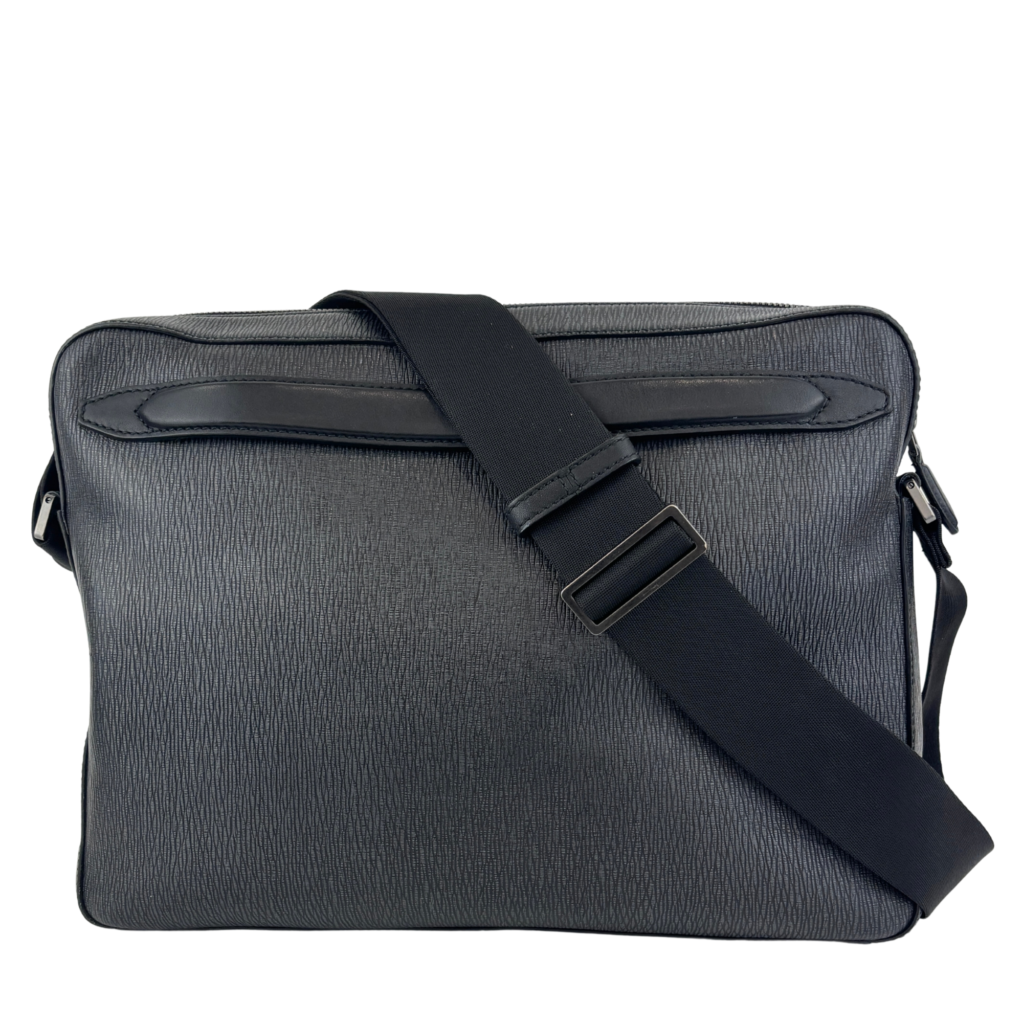 EO-24 0485 Black Textured Leather Briefcase / Laptop Bag