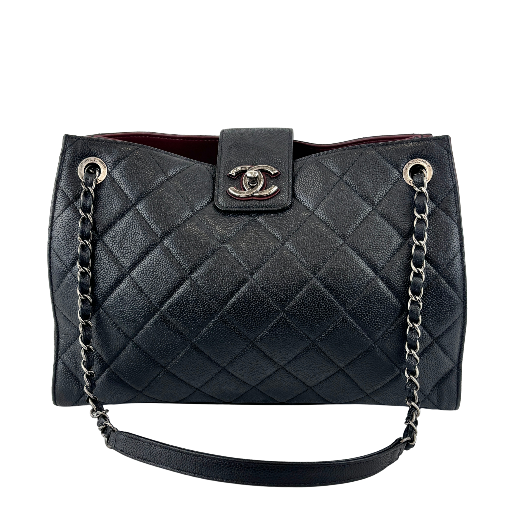 Chanel Paris Salzburg Large CC Accordion Shopping Tote in Black Caviar RHW