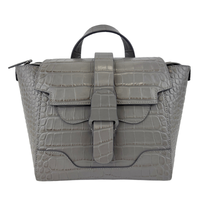 Maestra Embossed Leather Backpack in Grey