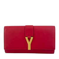 Saint Laurent Y-Ligne Clutch in Red Calfskin