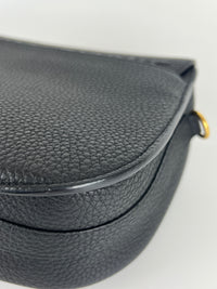 Black Grained Calfskin with Blue Dior Oblique Embroidered Shoulder Strap Large Dior Bobby Bag
