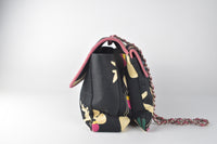 Limited Edition Black Multicolor Quilted Silk Chocolate Bar Reissue Jumbo Single Flap Bag