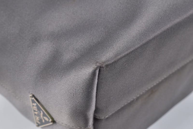 Vintage Grey Satin Velcro Tote