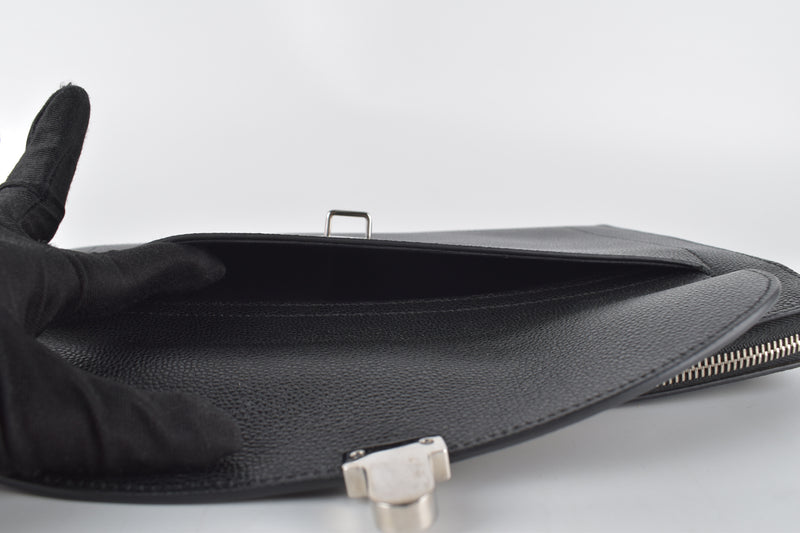 Mens Document Case/Clutch in Black Grained Leather