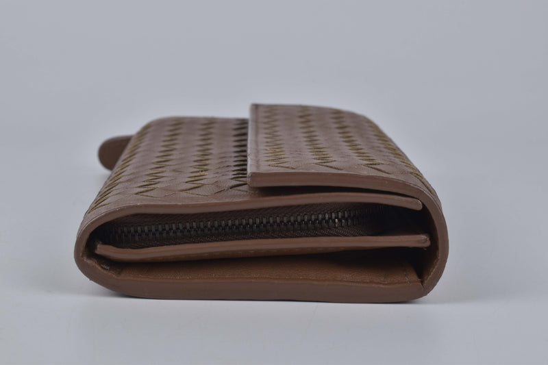 Intrecciato Brown Flap Wallet