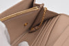 Beige Saffiano Lux Leather Flap with Chain Album Card ID Holder Continental Wallet