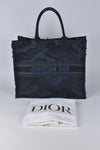 Large Book Tote in Blue Camouflage Embroidery