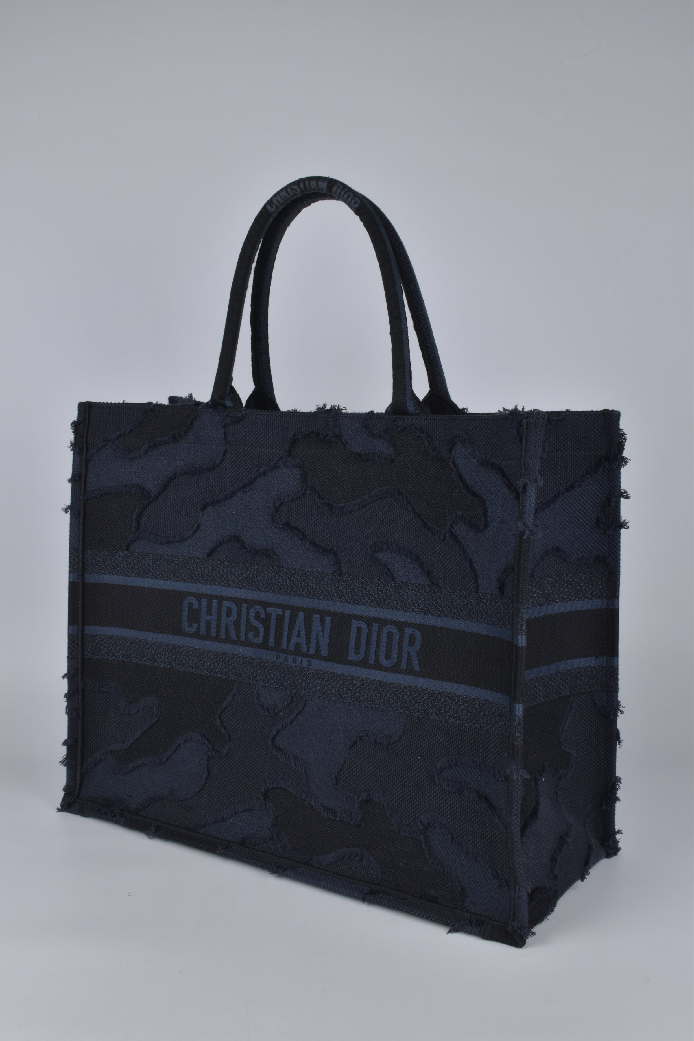 Large Book Tote in Blue Camouflage Embroidery