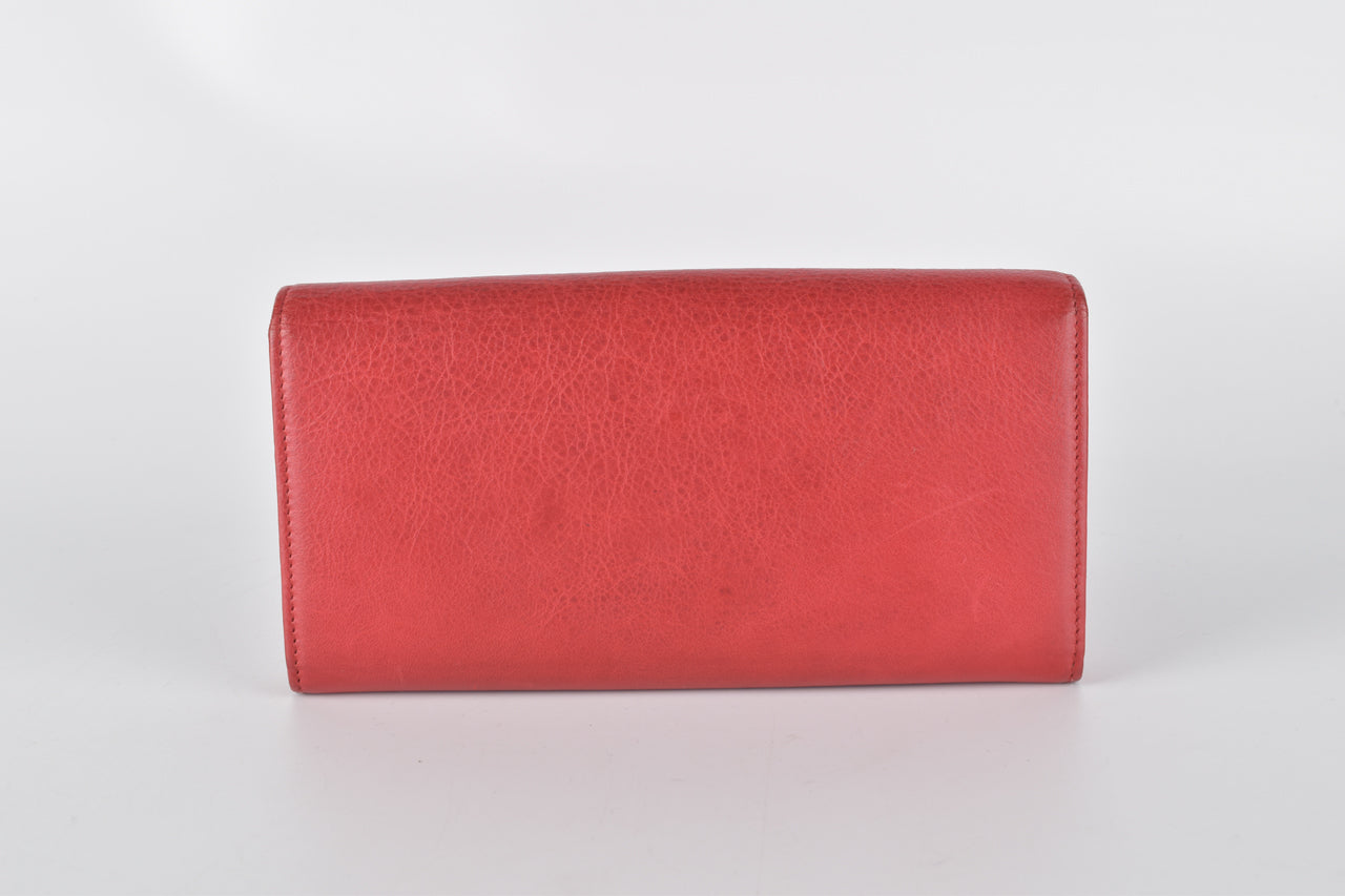 Red Lambskin Leather Giant 12 RGHW Money Wallet