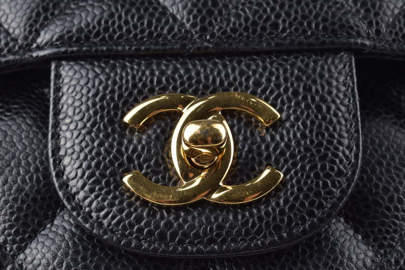 Black Classic Caviar Jumbo Double Flap Bag GHW