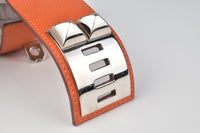 Orange Epsom Leather Palladium Plated Collier De Chien (CDC) Bracelet